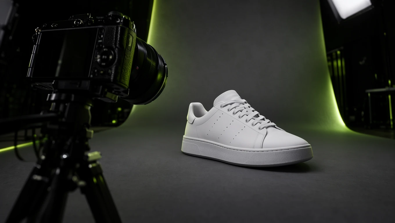 Fotógrafos profesionales en Monterrey: cámara en estudio fotografiando un producto
